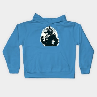 Simple Anthro Furry Werewolf Silhouette Kids Hoodie